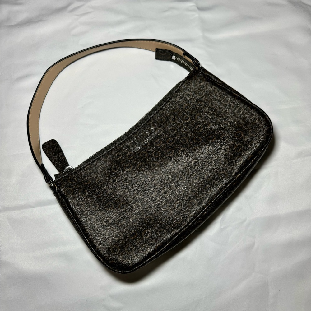 Guess Brown Monogram Shoulder Bag